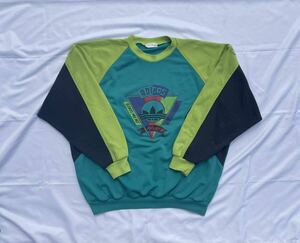 90s adidas マルチカラースウェット multi coler sweatshirt 常田大希 着用同型 トレーナー vintage グリーン サイズD7 F186 LL相当