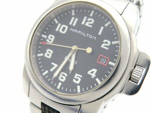 1円◆稼働◆ ハミルトン カーキ ブラック クオーツ メンズ 腕時計 K76101