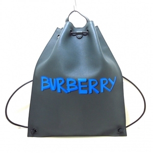 バーバリーロンドンイングランド BURBERRY LONDON ENGLAND リュックサック/バックパック ロゴ レザー グリーン 美品 バッグ