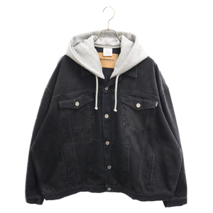 VETEMENTS ヴェトモン 22AW DENIM JACKET WITH DETACHABLE HOOD デニムジャケット ウィズ ディタッチャブル フード ブラック UA53JA800B