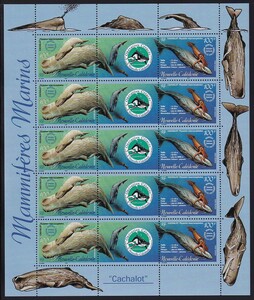 17 ニューカレドニア【未使用】＜「2002 クジラ保護」 10面シート(ガッターペア・5組) ＞