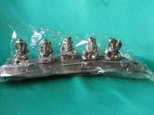 インド製　象　 楽器を奏でるゾウ５頭　合金製　置物　線香皿 インセンスバーナー　未開封品