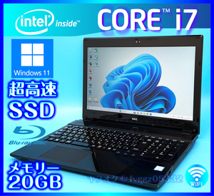 NEC フルHD液晶 高速新品 SSD 1TB (1000GB) 大容量メモリー 20GB Core i7 7500U ブラック Windows 11 Webカメラ Bluetooth Office2021
