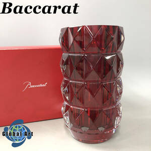 ★E03386/Baccarat バカラ/花瓶 フラワーベース/ルクソール/高さ 約20.3㎝/レッド/クリスタルガラス/箱付