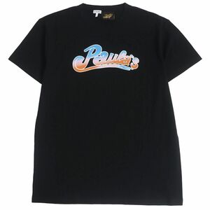 極美品□LOEWE×Paula’s ibiza ロエベ パウラズイビザ コットン100％ 半袖 ロゴプリントTシャツ/カットソー ブラック S 正規品 メンズ