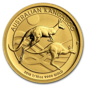 [保証書・カプセル付き] 2018年 (新品) オーストラリア「カンガルー」純金 1/10オンス 金貨