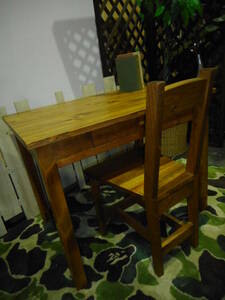 学習机＆椅子　作業机　一人机　木の温もり　オリジナル手作り家具　1点物　シンプル　在庫品
