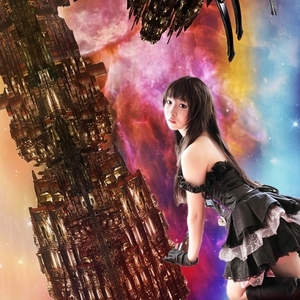 ; iy432 ゴスロリ 幻想少女 宇宙戦闘メカ 銀河大戦 A4プリント アート 現代美術 pretty girl Gothic lolita enchantment 美少女 可愛い娘 