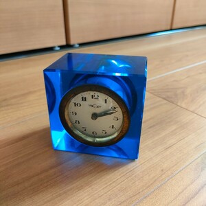 アンティーク時計 ウランガラス 手巻き 置き時計 動作品
