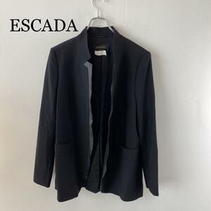 ESCADA エスカーダ ノーカラージャケット ネイビー 38サイズ