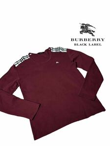 【極上の逸品】極上美品◆ BURBERRY BLACK LABEL バーバリーブラックレーベル ◆カットソー　ロンT ロングtシャツ ホース刺繍 サイズ L