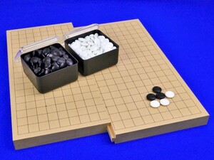 囲碁セット　19路13路スライド囲碁盤セット(ガラス碁石桜・プラ角箱)【囲碁将棋専門店の将碁屋】