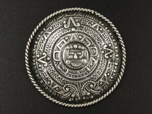 ビンテージ 高品位 980 シルバー製 メキシカン アステカ カレンダー ピン ブローチ タスコ メキシコ ジュエリー