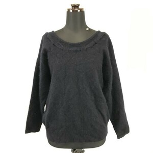 日本製★コムサデモード/COMME CA DU MODE★ボートネック/ニットセーター【レディースM程度/紺/navy blue】sweater◆BH309