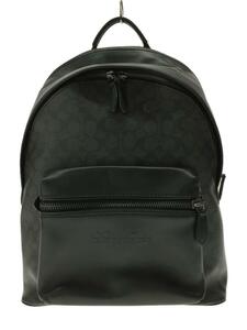 COACH◆リュック/レザー/BLK/総柄/C2670/チャーターバッグパック