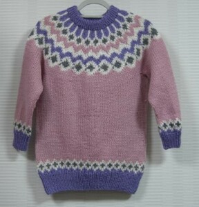 新品 　手編みランド♪　子供　ノルディック　 セーター　 ( 110～120)　５～６才　　043