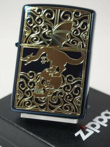 2014年製 Zippo ドラゴン・ スカル/ゴールド ブルー金青剣#2BLG-DRSKL　絶版新品