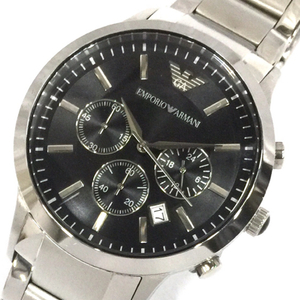 エンポリオアルマーニ クロノグラフ クォーツ 腕時計 ブラック文字盤 AR-2434 メンズ 稼働品 付属品有 EMPORIO ARMANI