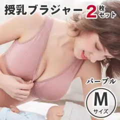 快適 授乳ブラ パープル M 2枚セット マタニティブラ ノンワイヤー