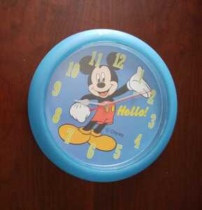 ディズニー 昭和レトロ 時計　ミッキーマウス　ウォールクロック　青　壁掛け時計　未使用品　動作確認済
