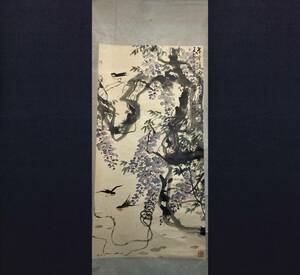 【真作】【芸】徐源紹（花鳥）中国画　張辛稼門下　壹級美術師　古美術　大幅　肉筆紙本　江蘇蘇州人　掛軸