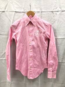 RALPH LAUREN SPORT ラルフローレンスポーツ ボタンダウンシャツ 長袖 ロゴ刺繍 ピンク レディース サイズ2 155/84A 22122701