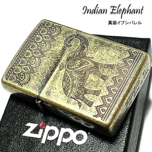 ZIPPO ライター インディアン エレファント 真鍮燻しバレル ブラス 古美仕上げ ジッポー 象 アンティーク お守り メンズ お洒落 プレゼント