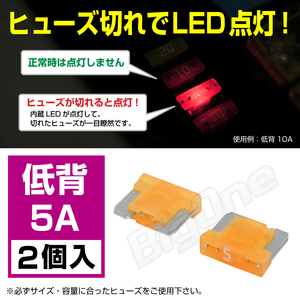 BigOne 切れたら光って知らせる インジケーター 内蔵 2個セット 低背 ASM ヒューズ 5A LED