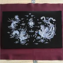 お部屋のインテリアに 韓国青貝螺鈿の漆額 龍と鳳凰の模様