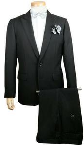 A4 スリム ライン フォーマル 2釦 シングル ブラック パーティー スーツ 295017