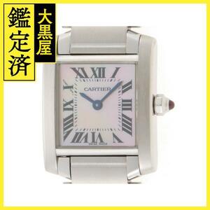 Cartier　カルティエ　タンクフランセーズSM　W51028Q3　ピンクシェル文字盤　ステンレススチール　クォーツ　レディース　腕時計【200】C