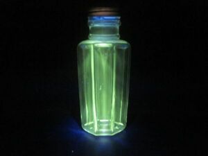 蔵出し　当時物　高さ22センチ　和硝子　水飴瓶　ガラス瓶　透明硝子　蓋付　空瓶　ウラン硝子　六角瓶　昭和レトロ