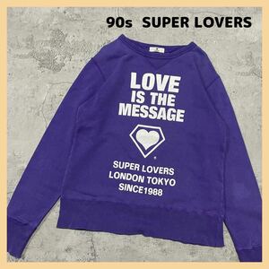 90s スーパーラヴァーズ SUPER LOVERS スウェット トレーナー Vガゼット ビッグロゴ 原宿 ストリート 日本製 玉FL1649