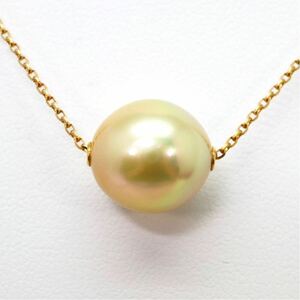 ＊K18南洋ゴールデンパールペンダントネックレス＊a 約4.4g golden pearl pendant necklace jewelry EB0/EB2