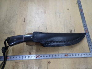 『K07A』未使用★無銘 ダマスカス シースナイフ 約290g 最大刃厚：約4mm強　造りはしっかりしてます
