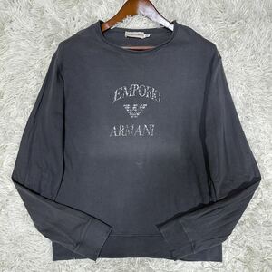 EMPORIO ARMANI エンポリオアルマーニ 長袖シャツ Tシャツ ロンT ダークグレー ロゴ XXLサイズ 