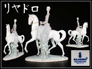 CF321 LLADRO 【リヤドロ】 磁器人形 馬に乗る美少女 置物 大型 高45.5㎝／美品！ｚｙ