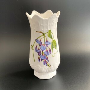 【英国直輸入品】美品！エインズレイ　Aynsley 藤の花　ベース　花瓶　ブルー