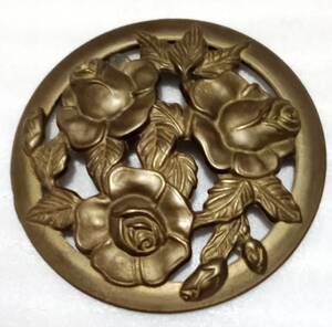 ★　蔵出しの真鍮製の薔薇の図　ブロンズ　レリーフ　オブジェ　　