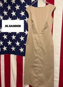 ★90s★00s★イタリア製★JIL SANDER★ジルサンダー★ロングワンピース★ノースリーブ★ストレッチ★ベージュ★34★Mサイズ★ヴィンテージ