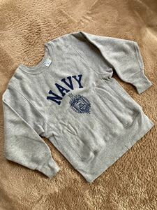 激レア！チャンピオン製ビンテージスウェットシャツSサイズ ダメージ無 リバースウィーブ グレー NAVY 単色青タグ 長リブ 染み込みプリント