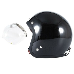 72JAM ジェットヘルメット&シールドセット VIVID BLACK - HD純正色ブラック フリーサイズ:57-60cm未満 +開閉式シールド JCBN-01 JJ-10