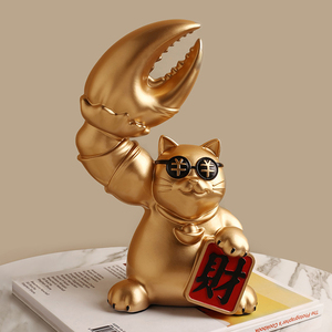 新品　飾り物　高級　人気　招き猫　ペンチ　プレゼント　サングラスをかけた猫　装飾品　玄関　客室　寝室　ゴールド　