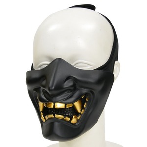 ハーフフェイスガード 般若 鬼面 PRAJNA MASK 装着用バンド付き フェイスマスク 防護マスク 保護面 サバゲー装備