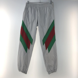 【中古】GUCCI 19SS ウェブナイロントラックパンツ M グレー グッチ[240019396754]