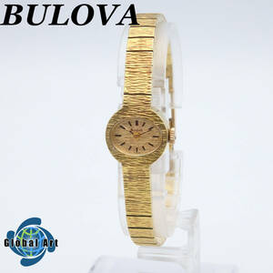 え03304/BULOVA ブローバ/手巻き/レディース腕時計/文字盤 ゴールド