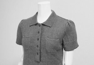 RALPH LAUREN ◆ ウールニット ポロシャツ 半袖 ローゲージ セーター Mサイズ グレー ラルフローレン ◆G108