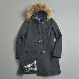 BURBERRY バーバリー チェック ダッフルコート ジャンパー 38 M 綿 黒 ファー フード ジャケット アウター 春 秋 三陽商会 服 Mk.c/k.h