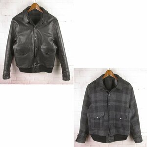 LFJ20256 WASTE TWICE ウェストトゥワイス Sportsmen Reversible Jacket リバーシブル レザー×ウール ジャケット 40