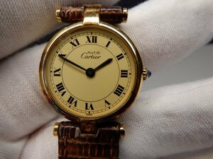 [4A01]Cartier Vermeil Quartz カルティエ 925
